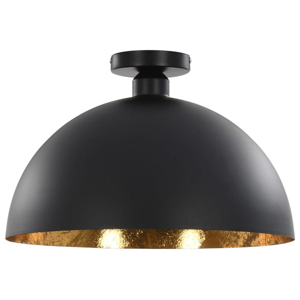 Schwarze & Goldene Halbkugel Deckenleuchten, 2er Set