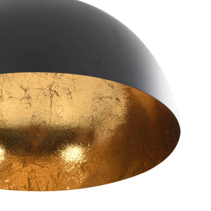 Schwarze & Goldene Halbkugel Deckenleuchten, 2er Set
