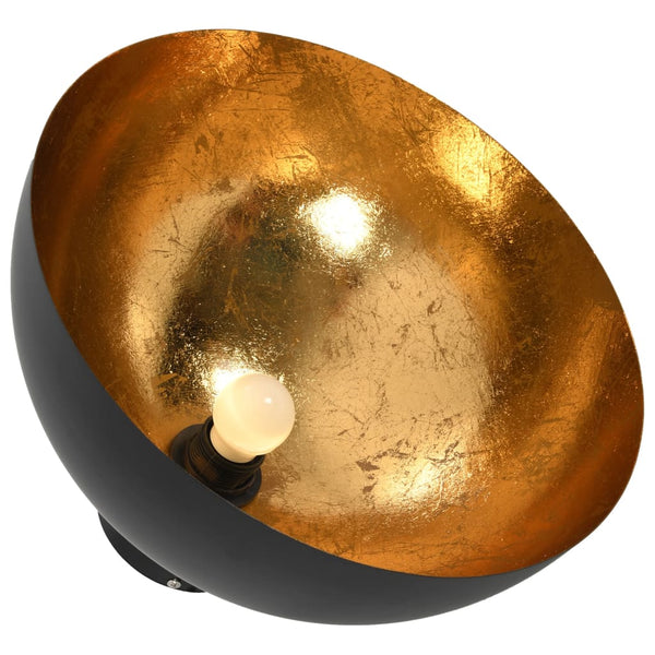 Schwarze & Goldene Halbkugel Deckenleuchten, 2er Set