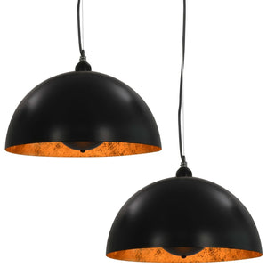 vidaXL Plafonniers 2 pcs Noir et Doré Hémisphérique 40cm E27