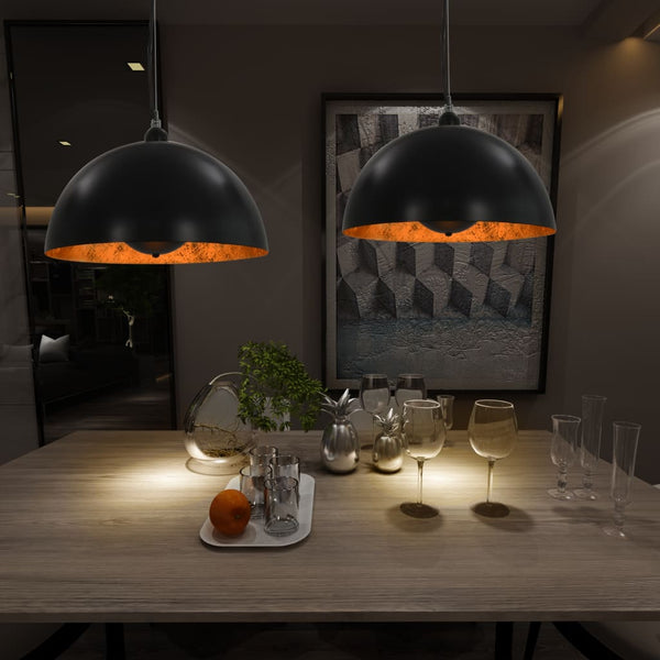 vidaXL Plafonniers 2 pcs Noir et Doré Hémisphérique 40cm E27