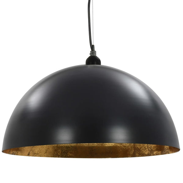 Schwarze & Goldene Halbkugel Deckenleuchten, 2er-Set