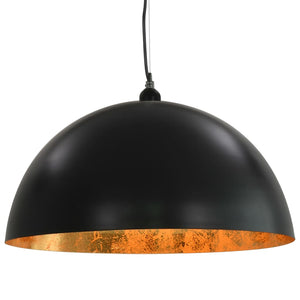 Schwarze & Goldene Halbkugel Deckenleuchten, 2er-Set
