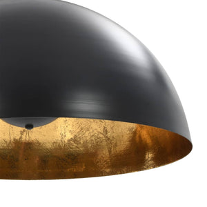 Schwarze & Goldene Halbkugel Deckenleuchten, 2er-Set