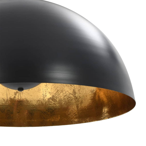 Schwarze & Goldene Halbkugel Deckenleuchten, 2er-Set