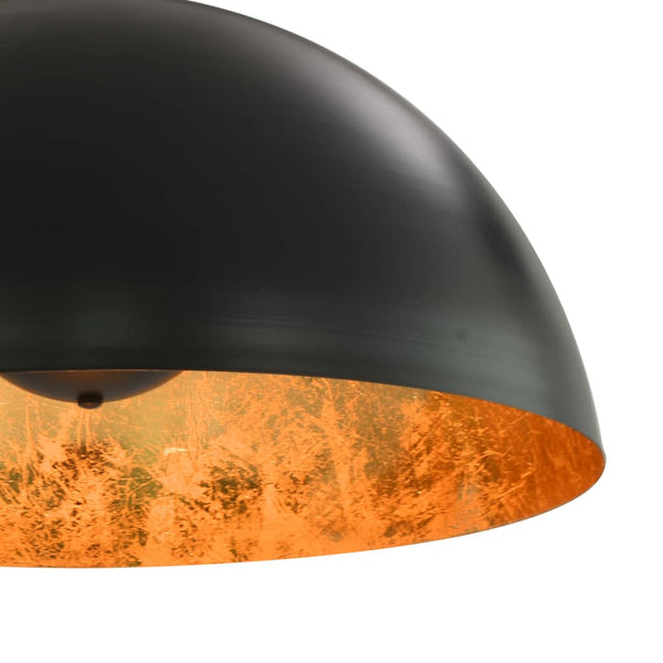 Schwarze & Goldene Halbkugel Deckenleuchten, 2er-Set