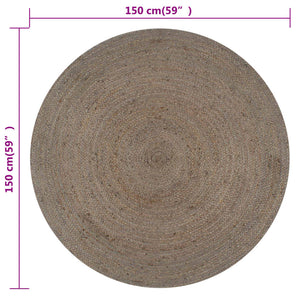 Teppich Handgefertigt Jute Rund 150 cm Grau