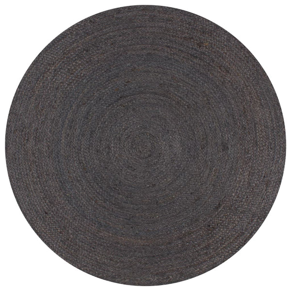 Teppich Handgefertigt Jute Rund 90 cm Dunkelgrau
