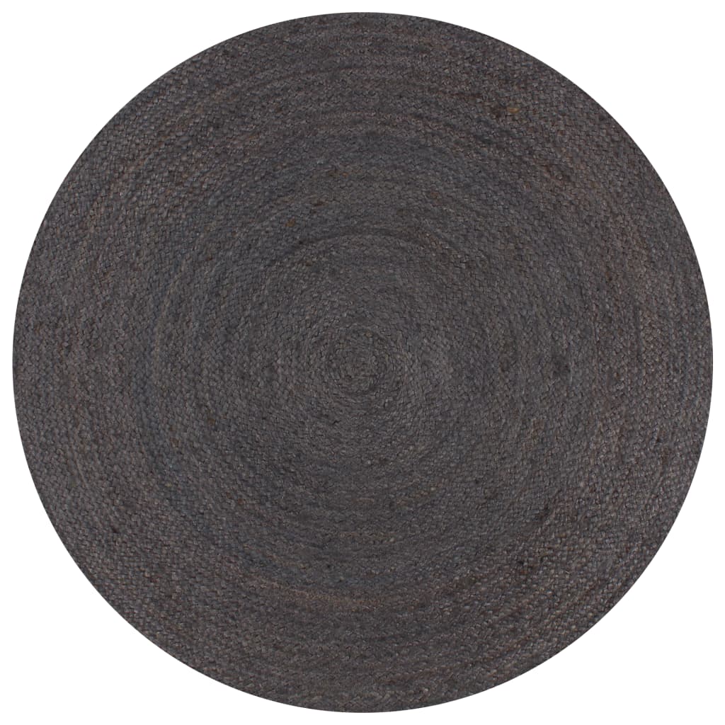 Teppich Handgefertigt Jute Rund 90 cm Dunkelgrau