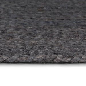 Teppich Handgefertigt Jute Rund 90 cm Dunkelgrau