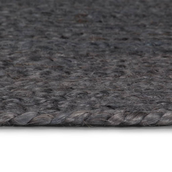 Teppich Handgefertigt Jute Rund 90 cm Dunkelgrau