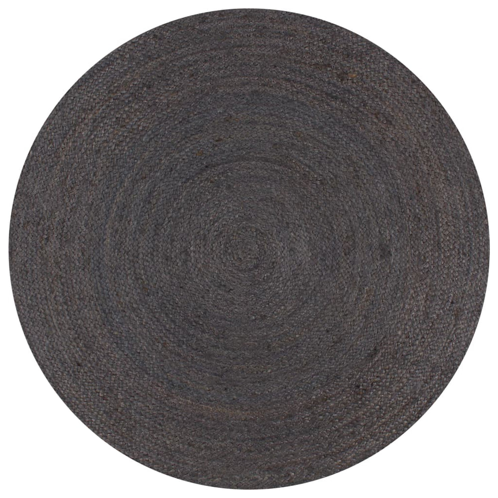 Teppich Handgefertigt Jute Rund 120 cm Dunkelgrau