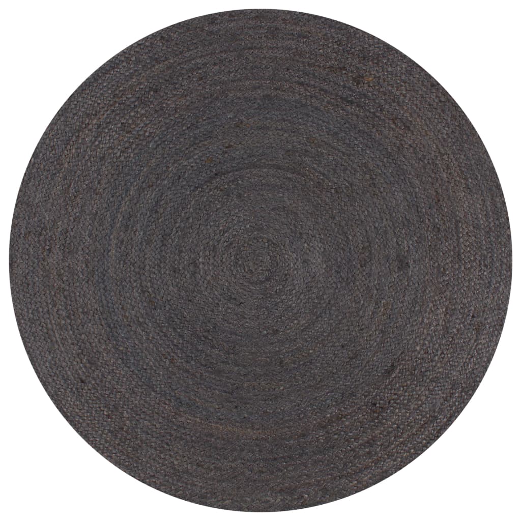 Teppich Handgefertigt Jute Rund 120 cm Dunkelgrau