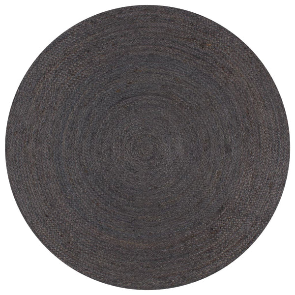 Teppich Handgefertigt Jute Rund 120 cm Dunkelgrau