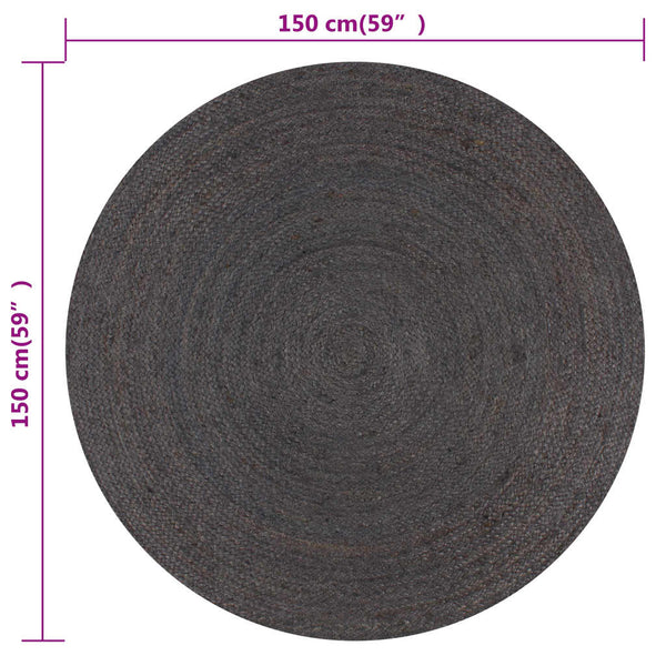 Teppich Handgefertigt Jute Rund 150 cm Dunkelgrau