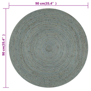 Teppich Handgefertigt Jute Rund 90 cm Olivgrün