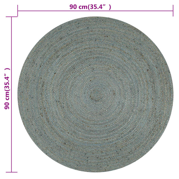 Teppich Handgefertigt Jute Rund 90 cm Olivgrün