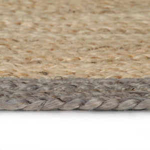 Teppich Handgefertigt Jute mit Grauem Rand 90 cm
