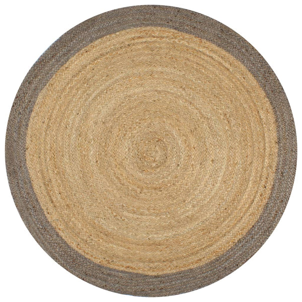 Teppich Handgefertigt Jute mit Grauem Rand 120 cm