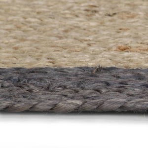 Teppich Handgefertigt Jute mit Dunkelgrauem Rand 90 cm