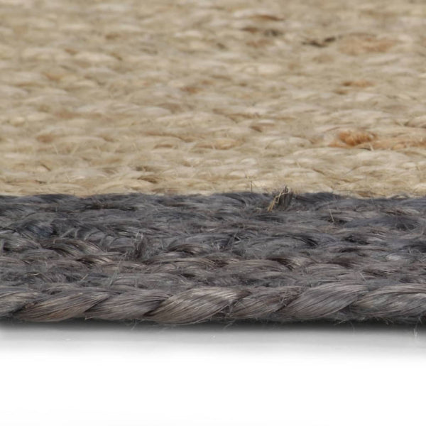 Teppich Handgefertigt Jute mit Dunkelgrauem Rand 120 cm