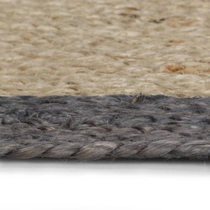 Teppich Handgefertigt Jute mit Dunkelgrauem Rand 120 cm