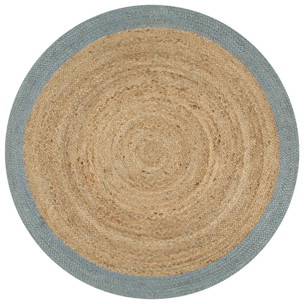 Teppich Handgefertigt Jute mit Olivgrünem Rand 90 cm