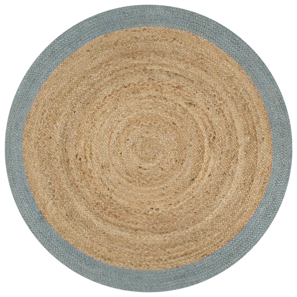 Teppich Handgefertigt Jute mit Olivgrünem Rand 90 cm