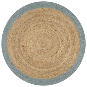Teppich Handgefertigt Jute mit Olivgrünem Rand 90 cm