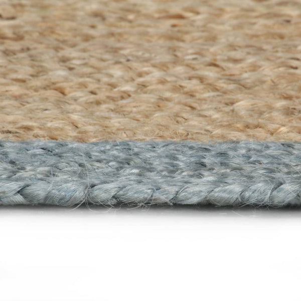 Teppich Handgefertigt Jute mit Olivgrünem Rand 90 cm
