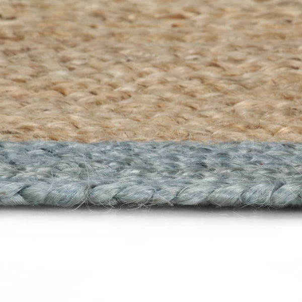 Teppich Handgefertigt Jute mit Olivgrünem Rand 120 cm