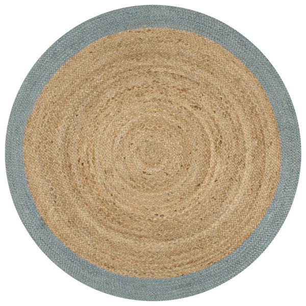 Teppich Handgefertigt Jute mit Olivgrünem Rand 150 cm
