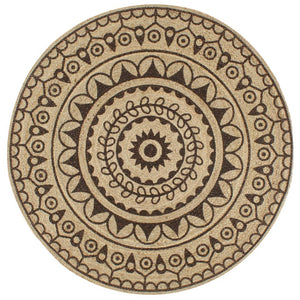 vidaXL Tapis fait à la main en jute avec imprimé marron foncé 120 cm