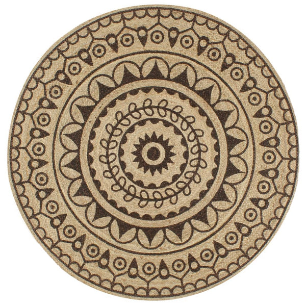 vidaXL Tapis fait à la main en jute avec imprimé marron foncé 120 cm
