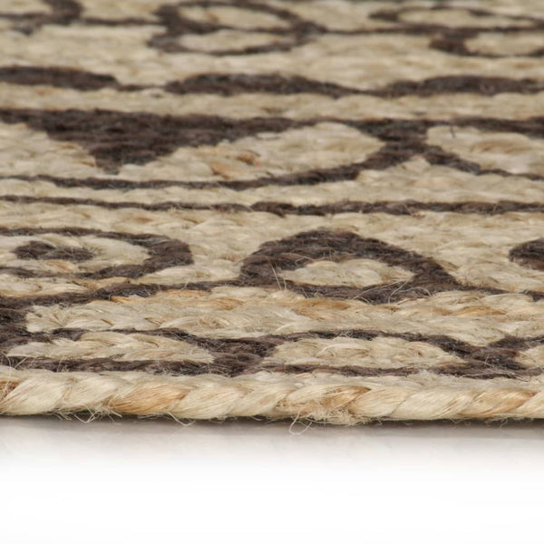 vidaXL Tapis fait à la main en jute avec imprimé marron foncé 120 cm