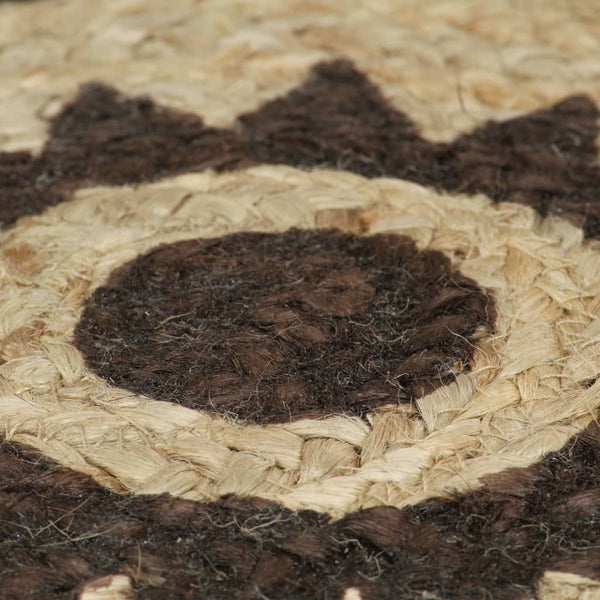 vidaXL Tapis fait à la main en jute avec imprimé marron foncé 120 cm