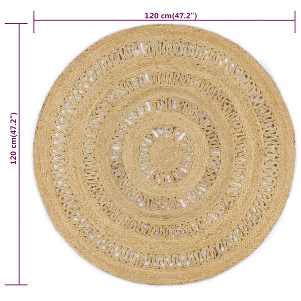 vidaXL Tapis tressé à la main en jute 120 cm