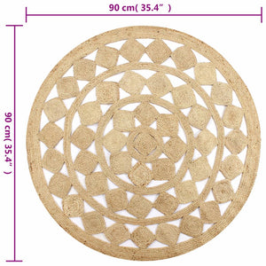 vidaXL Tapis tressé à la main en jute 90 cm