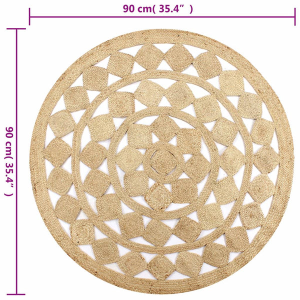 vidaXL Tapis tressé à la main en jute 90 cm