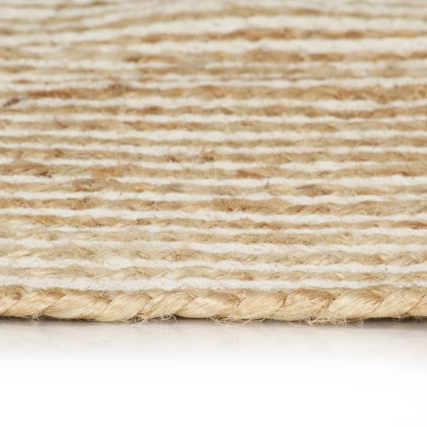 Teppich Handgefertigt Jute mit Spiralen-Design Weiß 90 cm