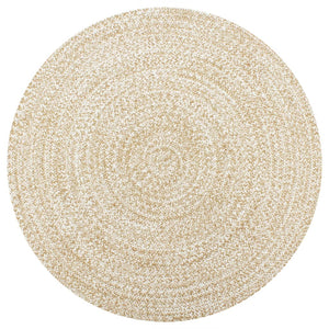 Teppich Handgefertigt Jute Weiß und Natur 90 cm