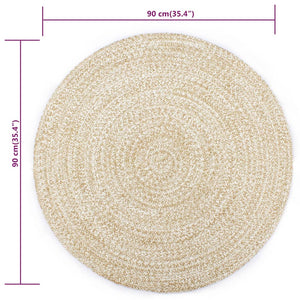 Teppich Handgefertigt Jute Weiß und Natur 90 cm