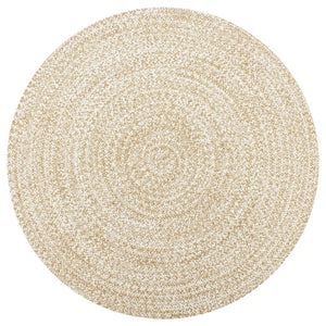 Teppich Handgefertigt Jute Weiß und Natur 150 cm