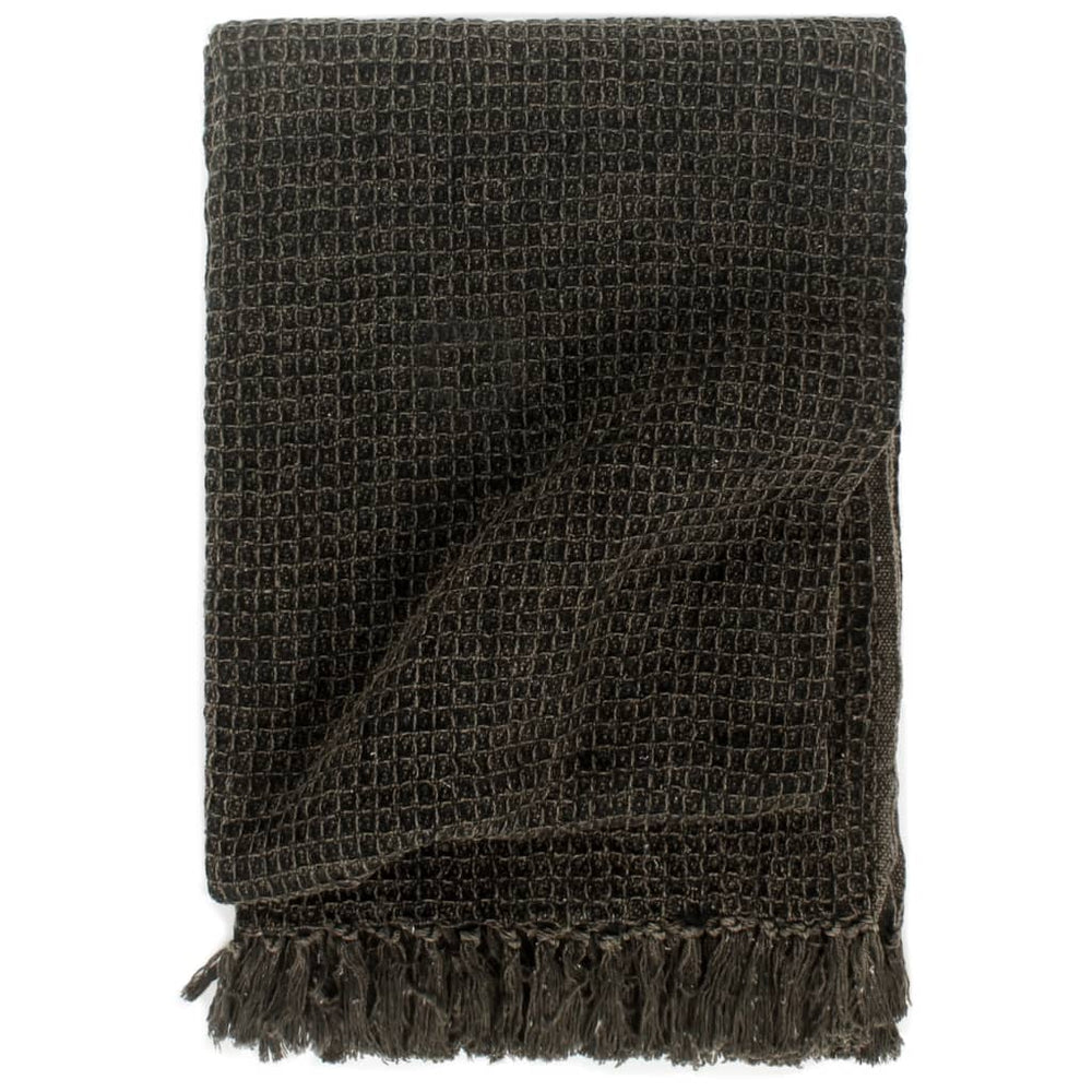 vidaXL Plaid en coton 125x150 cm Anthracite/Marron