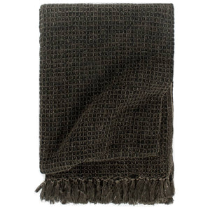 vidaXL Plaid en coton 125x150 cm Anthracite/Marron
