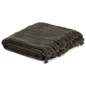 vidaXL Plaid en coton 125x150 cm Anthracite/Marron