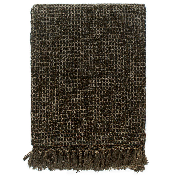 vidaXL Plaid en coton 125x150 cm Anthracite/Marron