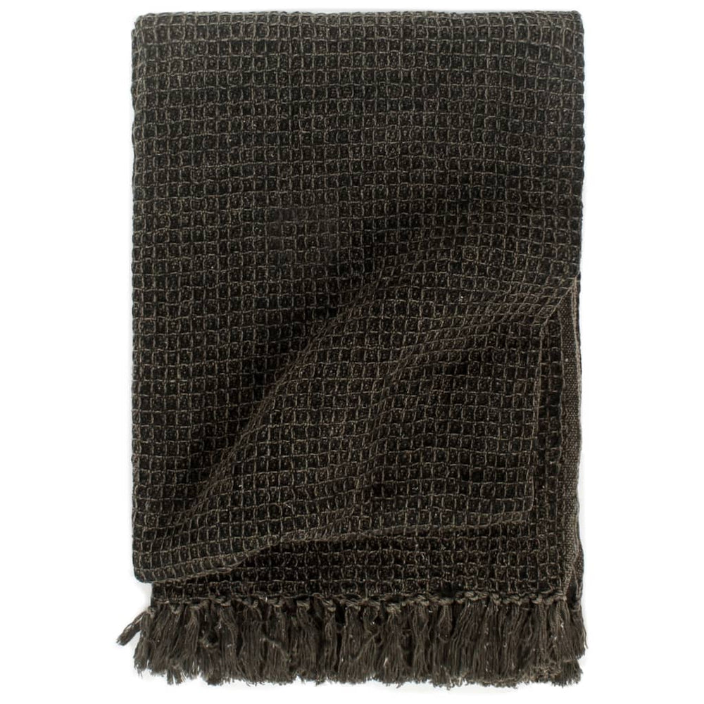 vidaXL Jeté de canapé en coton 160x210 cm Anthracite/Marron