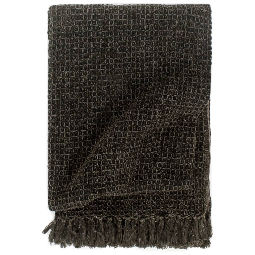vidaXL Jeté de canapé en coton 160x210 cm Anthracite/Marron