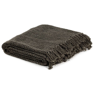 vidaXL Jeté de canapé en coton 160x210 cm Anthracite/Marron